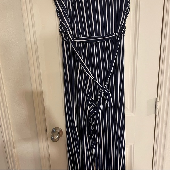 DISCREET Striped Summer Jumpsuit Sexy Tie Bowknot Long Pants Romper - Size 2X - Picture 7 of 7